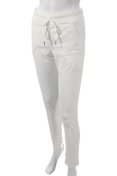 Flog Women Jogger Pants White Drawstring Cotton Size 25