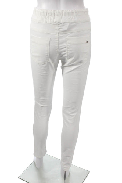 Flog Women Jogger Pants White Drawstring Cotton Size 25