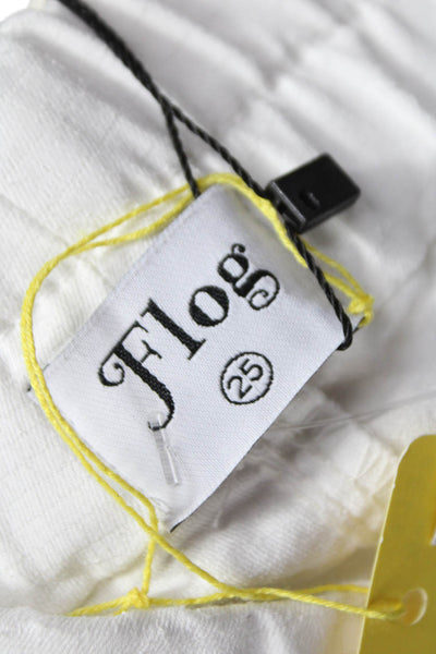 Flog Women Jogger Pants White Drawstring Cotton Size 25