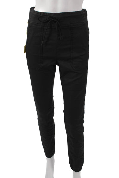 Flog Womens Jogger Pants Black Cotton Blend Drawstring Solid Size 24