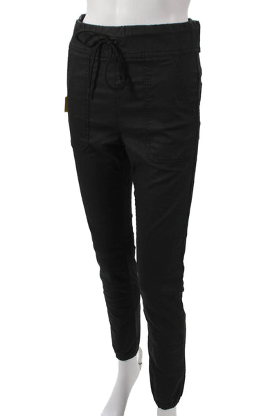 Flog Womens Jogger Pants Black Cotton Blend Drawstring Solid Size 24