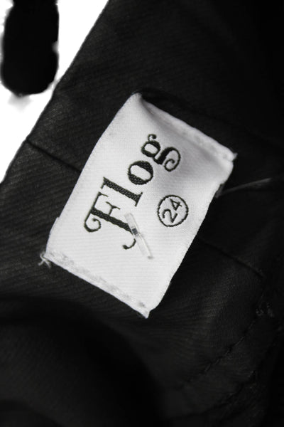 Flog Womens Jogger Pants Black Cotton Blend Drawstring Solid Size 24