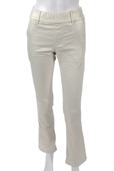 Flog Women Dress Pants Ivory Geometric Cotton Pull On Size 24