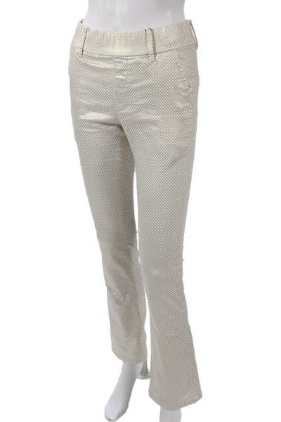 Flog Women Dress Pants Ivory Geometric Cotton Pull On Size 24