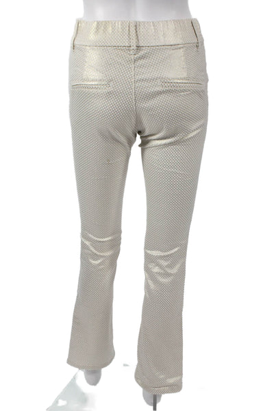 Flog Women Dress Pants Ivory Geometric Cotton Pull On Size 24
