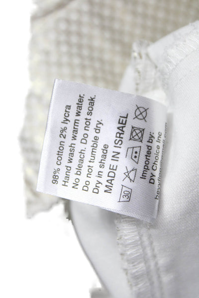 Flog Women Dress Pants Ivory Geometric Cotton Pull On Size 24