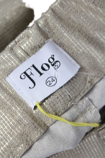 Flog Womens Dress Pants Gold Cotton Zip Size 24