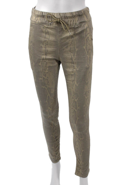 Flog Women Gold Animal Print Cotton Jogger Pants Drawstring Size 24