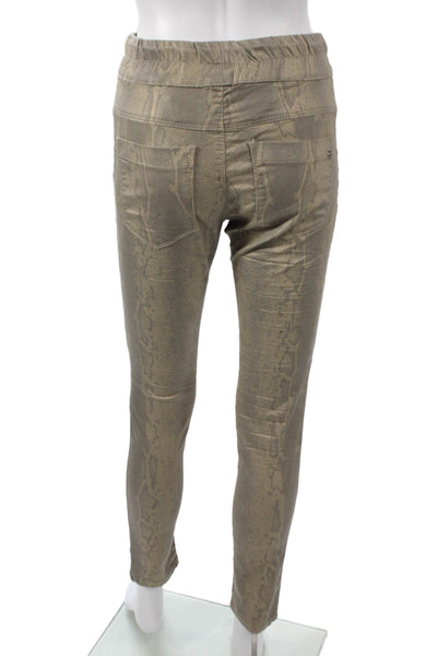 Flog Women Gold Animal Print Cotton Jogger Pants Drawstring Size 24