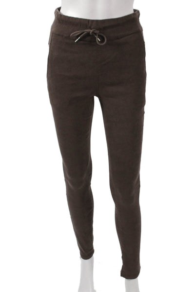 Flog Women Jogger Leggings Brown Drawstring Cotton Lycra Inseam 30 Size 24
