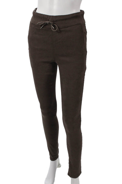 Flog Women Jogger Leggings Brown Drawstring Cotton Lycra Inseam 30 Size 24