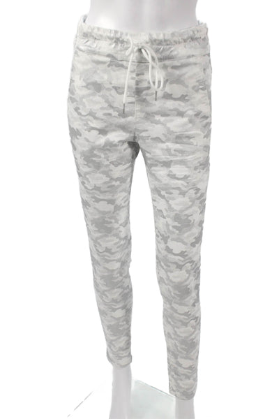 Flog Womens Camouflage Jogger Pants White Drawstring Cotton Blend Size 25