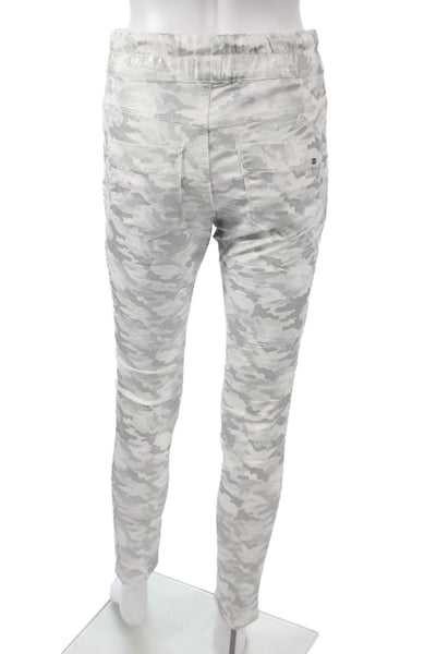 Flog Womens Camouflage Jogger Pants White Drawstring Cotton Blend Size 25