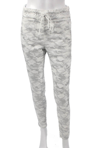 Flog Womens Jogger Pants White Cotton Camo Drawstring Size 25