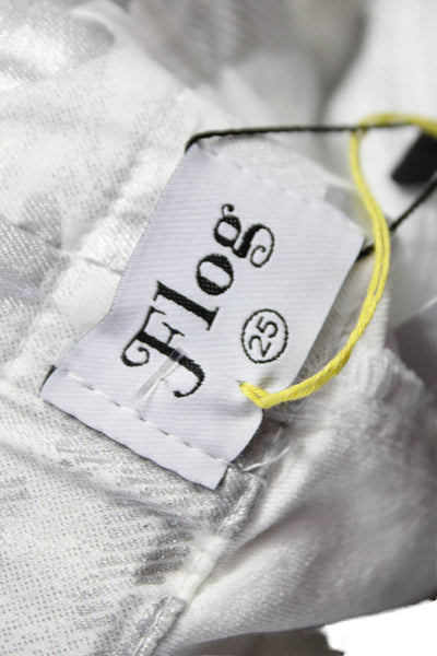 Flog Womens Jogger Pants White Cotton Camo Drawstring Size 25