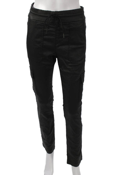 Flog Womens Cargo Pants Black Drawstring Cotton Lycra Size 25