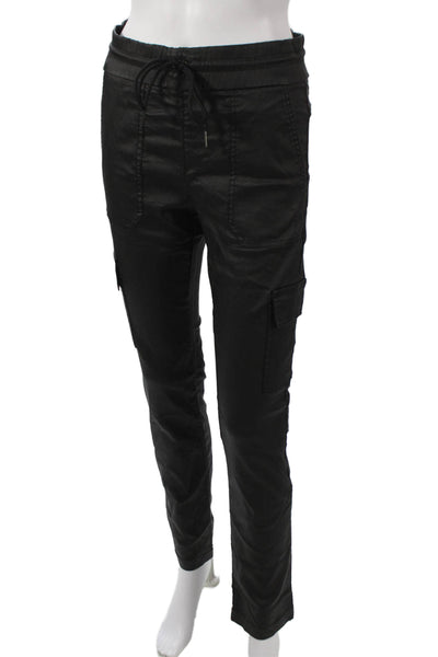 Flog Womens Cargo Pants Black Drawstring Cotton Lycra Size 25