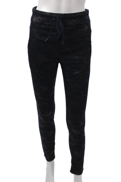 Flog Womens Jogger Pants Black Camo Drawstring Cotton Size 25