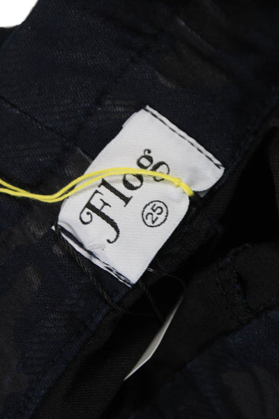 Flog Womens Jogger Pants Black Camo Drawstring Cotton Size 25