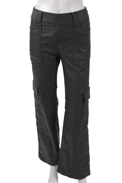 Flog Womens Cargo Pants Black Cotton Button Inseam 30 Size 25