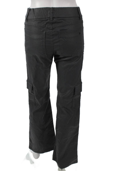 Flog Womens Cargo Pants Black Cotton Button Inseam 30 Size 25