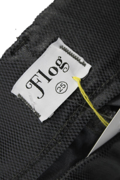 Flog Womens Cargo Pants Black Cotton Button Inseam 30 Size 25