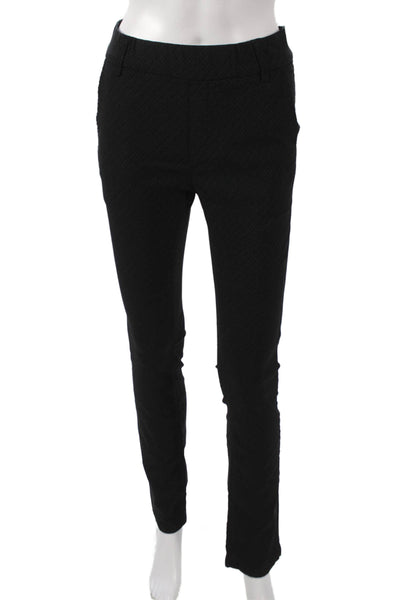 Flog Womens Skinny Pants Black Cotton Geometric Zip Inseam 32 Size 25