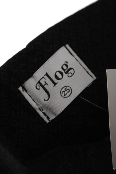 Flog Womens Skinny Pants Black Cotton Geometric Zip Inseam 32 Size 25