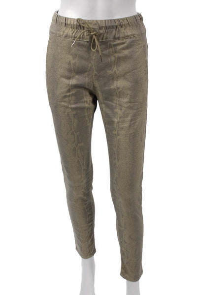 Flog Womens Beige Animal Print Cotton Jogger Pants Drawstring Size 25
