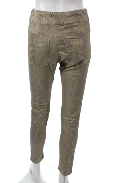 Flog Womens Beige Animal Print Cotton Jogger Pants Drawstring Size 25