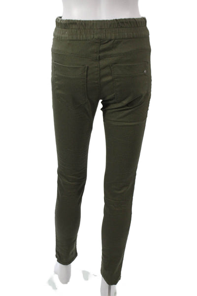 Flog Womens Jogger Pants Green Cotton Drawstring Solid Size 25