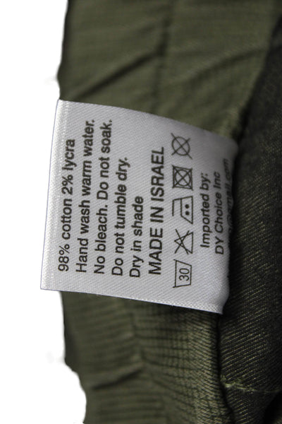 Flog Womens Jogger Pants Green Cotton Drawstring Solid Size 25
