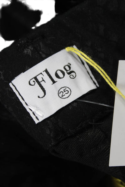 Flog Women Dress Pants Black Cotton Animal Print Zip Size 25