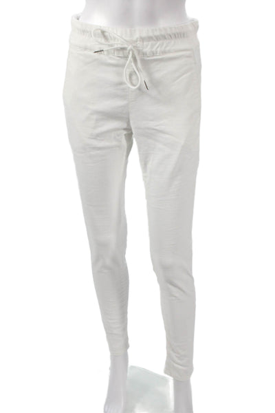 Flog Women Jogger Pants White Cotton Drawstring Inseam 30 Size 26