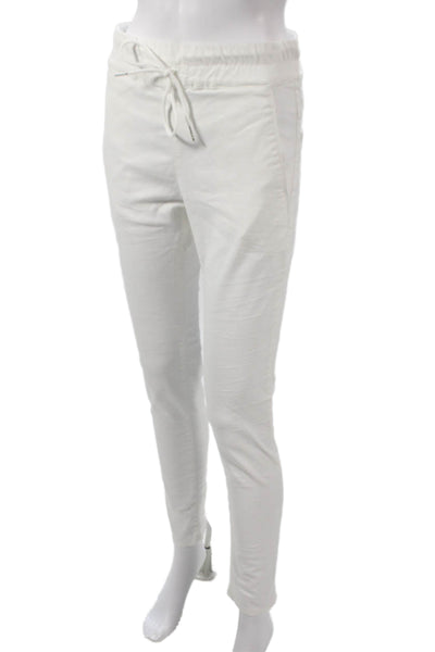 Flog Women Jogger Pants White Cotton Drawstring Inseam 30 Size 26