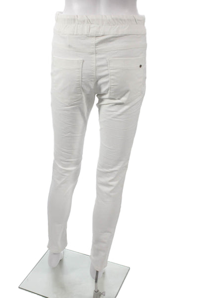 Flog Women Jogger Pants White Cotton Drawstring Inseam 30 Size 26
