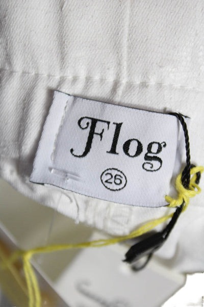 Flog Women Jogger Pants White Cotton Drawstring Inseam 30 Size 26