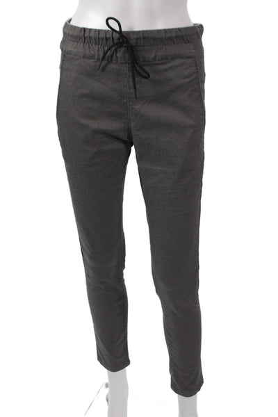 Flog Womens Jogger Pants Gray Check Cotton Lycra Drawstring Inseam 28 Size 25