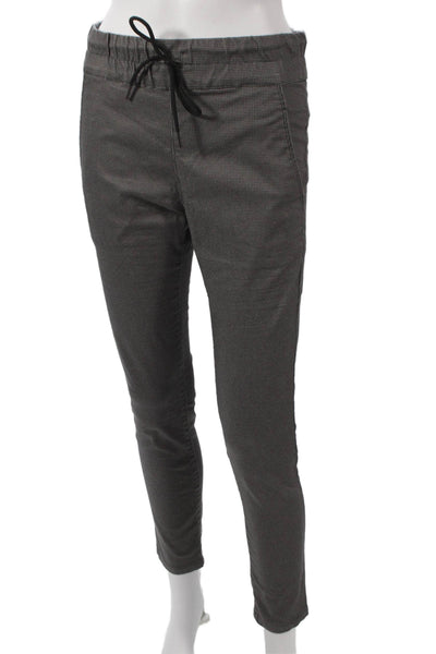 Flog Womens Jogger Pants Gray Check Cotton Lycra Drawstring Inseam 28 Size 25