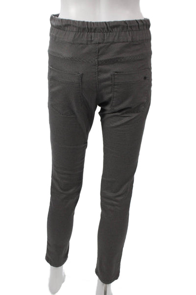 Flog Womens Jogger Pants Gray Check Cotton Lycra Drawstring Inseam 28 Size 25
