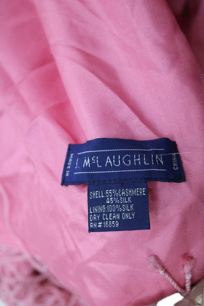 J. Mclaughlin Women's Fringe Hem Beaded Scarf Pink Size 68" X 21"