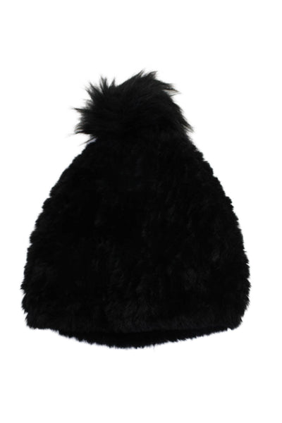 J. Mclaughlin Women's Pom-Pom Beanie Hat Black One Size