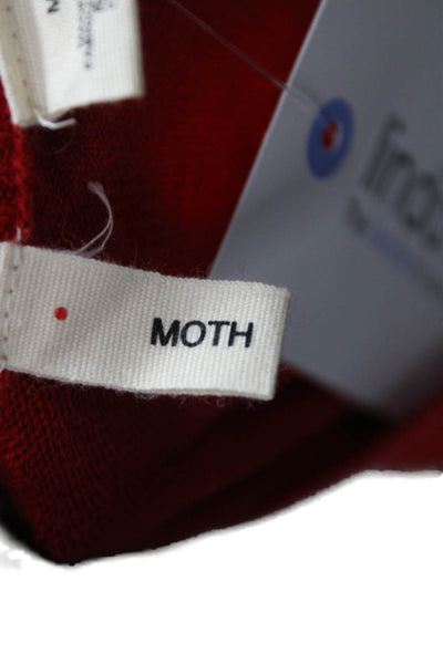 Moth Women Red Cotton Blend Crew Neck 3/4 Sleeve Cardigan Size M