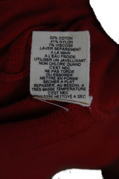 Moth Women Red Cotton Blend Crew Neck 3/4 Sleeve Cardigan Size M