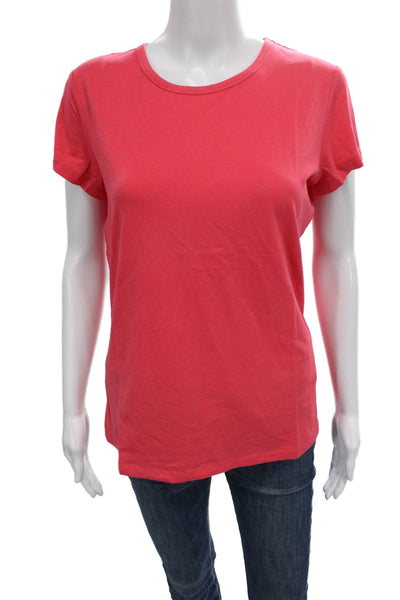 J. Mclaughlin Womens Red Cotton Crew Neck Basic T-Shirt Short Sleeve Size M