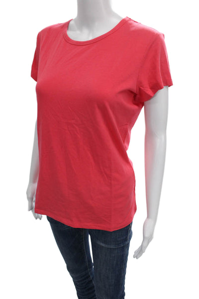 J. Mclaughlin Womens Red Cotton Crew Neck Basic T-Shirt Short Sleeve Size M