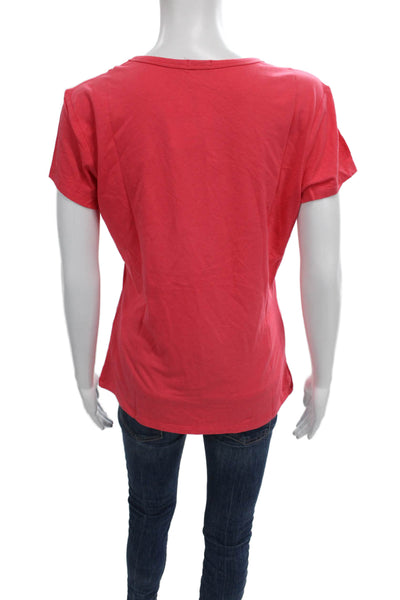 J. Mclaughlin Womens Red Cotton Crew Neck Basic T-Shirt Short Sleeve Size M