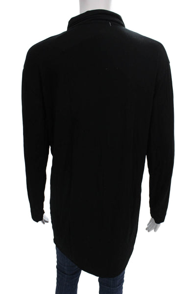 Naadam Womens Tunic Button-Up Collared Long Sleeve Modal Black Size S