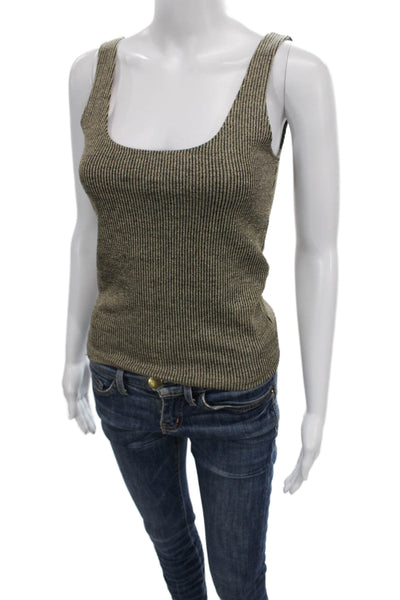 Zara Women Multicolor Striped Scoop Neck Sleeveless Basic Tank Polyester Size S