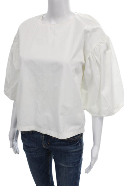 TRF Zara Womens Basic Blouse White Cotton 3/4 Sleeve Size S
